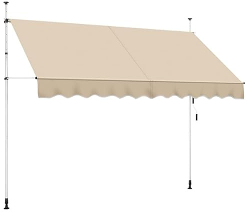 Yaheetech Tenda da Sole per Balcone Esterno Veranda a Bracci Estensibili con Manovella Regolabile Telo Avvolgibile Retrattile Resistente ai Raggi UV Telaio Telescopico Senza Forare 300 x 120 cm Beige