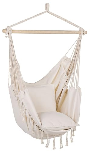 Hängstol Hammock Hängmatta Boho Inomhus Utomhus Bomullssits Beige Bonea