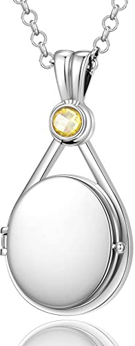 VICKWOOD H2O Plötslig sjöjungfru i rostfritt stål med äkta gudbeläggning h2o medaljong amulett för bilder, present för kvinnor, 43 cm, Rostfritt stål Metall, Kubisk zirkonia