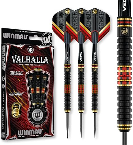 WINMAU Valhalla 22 Gram Professionell Stålspets Volfram Dart Set med dartflygs och stjälkar