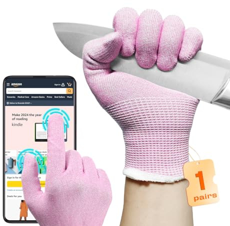 JDL ANSI A6 Cut-Resistant Gloves for Women, Food Grade, Knife Protection, Glass Handling, Superior Comfort & Lightweight, Pink, Medium