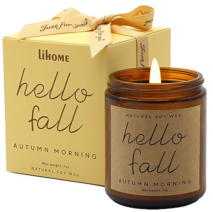 Fall Decorations for Home - Fall Candles, Gifts for Women, Natural Soy Wax Autumn Morning Scented Candles