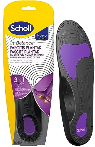 Scholl In-Balance Plantillas Fascitis Plantar - Alivio del Dolor Inmediato y Duradero, Tecnología 3 en 1, Absorción de impactos, Soporte del Arco, Comodidad para Caminar, Talla L 42,5-45