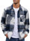 MakingDa Mens Flannel Shirt Long Sleeve Warm Thick Checked Shirt Button Down Casual Winter Plaid Shirts with Pockets Regular Fit Lapel Collar Check Shirt Jacket Smart Casual Work Shacket DarkBlue XXL