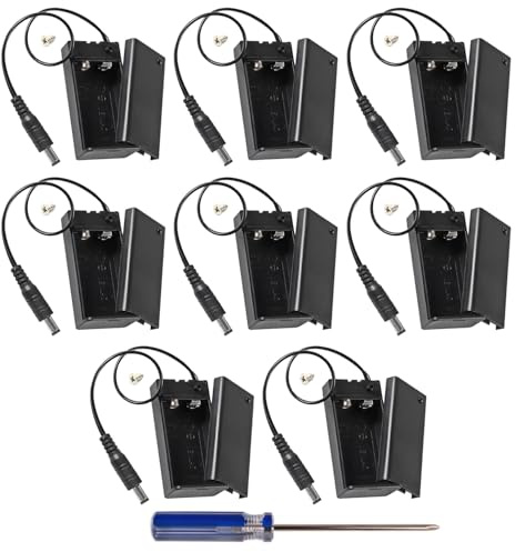 GTIWUNG 8 Pezzi 9V Custodia per Batterie Custodia per Batterie in plastica con interruttore ON/OFF, 9V Scatola Portabatterieb con Interruttore e Coperchio, Spina CC 2,1 x 5,5 mm
