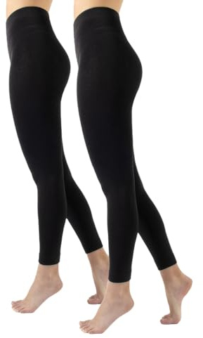 Cette – Medias sin pie Térmicas, Panti Medias con Forro Polar, Mallas Invernales | 300 DEN | Negro| S/M, M/L, L/XL, XXL, 3XL (S-M, 2 X Negro)