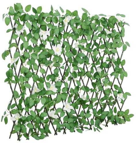 vidaXL Rankgitter mit Künstlichem Efeu 5 STK., Sichtschutz Pflegeleicht Erweiterbar, Spalier für Terrasse Balkon Garten, Efeuzaun Hecke, 186x70cm