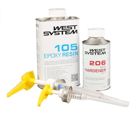 Epoxidharz Set | A-Pack 105-205A/206A + Minipumpenset 301-5A (Mix 5:1) | Reparatur Boot, Auto, Fahrzeugbau | Benetztung und Verklebung von Holz, GFK, etc. (105-206A (langsam))