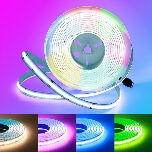Arotelicht COB LED-remsa RGBW 24 V 5 m, COB LED-remsor RGBW RGB varmvit dimbar 5 stift ljuskedja hög densitet 784 lysdioder/M 12 mm bred flerfärgad IP20 för sovrum kök hem inredning | Dimbar, hög densitet 784LED/M 12 mm bredd flerfärgad IP20 för sovrum kök heminredning dekoration
