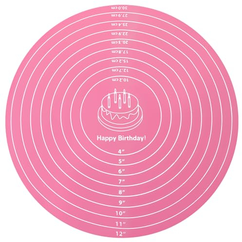 Molain Tappetino da forno rotondo in silicone, 30 cm, rotondo, in silicone, antiscivolo, con scala, in silicone, per fondente, pasticceria, pizza, biscotti, pane