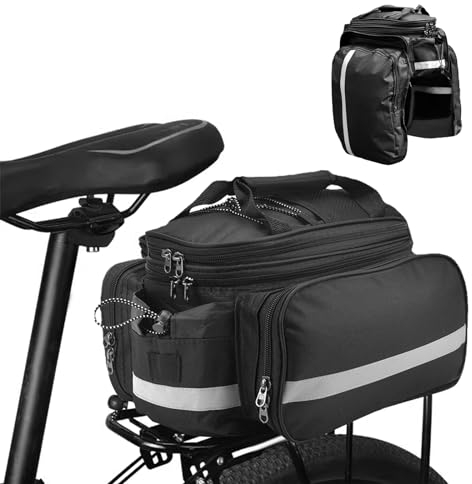 Fahrradtaschen für Gepäckträger mit Regenschutz, Max Kapazität 27L, Erweiterbar Fahrrad Gepäckträgertasche Fahradtaschen Hinten Gepäckträger Fahrradtasche Wasserdicht Gepäckträgertasche für E-Bike