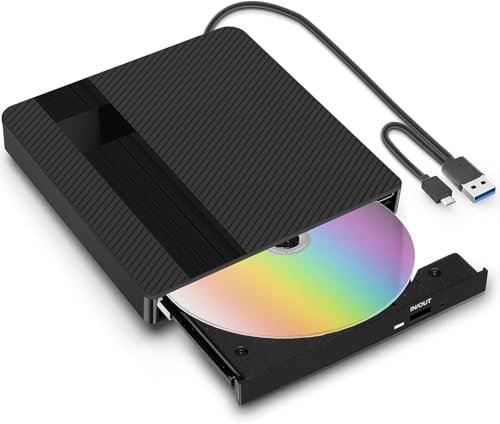 BNEHHOV Reproductor DVD Disquetera Externa USB Lector CD Externo Externa Portátil USB 3.0 Tipo C Unidad de CD Externa Plug and Play Ruido Bajo Externa Drive para Mac Windows PC Portátil (04ES)