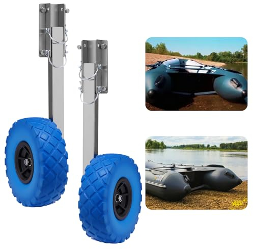 HUSPOO Slipräder, Aufblasbare Bootsstarträder, Edelstahl Chlauchbooträder Maximale Belastung 150kg, Transporträder für alle ArtenVon Aufblasbaren Booten und Anhängern etc, Blau