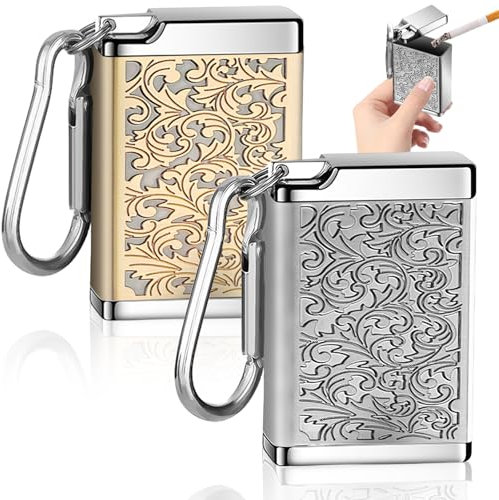 2 Stück Taschenaschenbecher für unterwegs, Mini Reiseaschenbecher Mobiler Aschenbecher Metall Aschenbecher mit Schlüsselhalter für Camping, Rauchen im Innen-Oder Außenbereich (Gold+Silber)