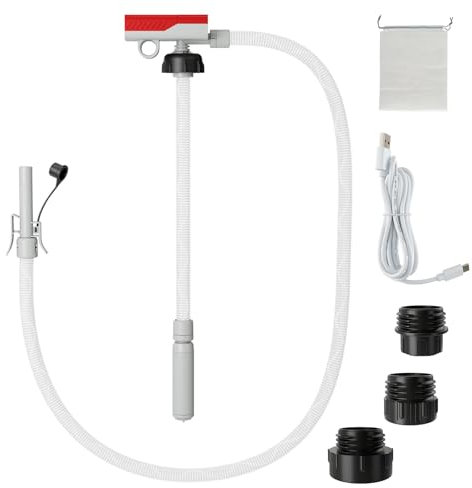 COSTWAY Pompa di Trasferimento del Carburante con Sensore di Arresto Automatico, Pompa Travaso Gasolio Elettrica a Batterie o Ricaricabile con Adattatore di 3 Dimensioni, con Infusione di 14L/ min