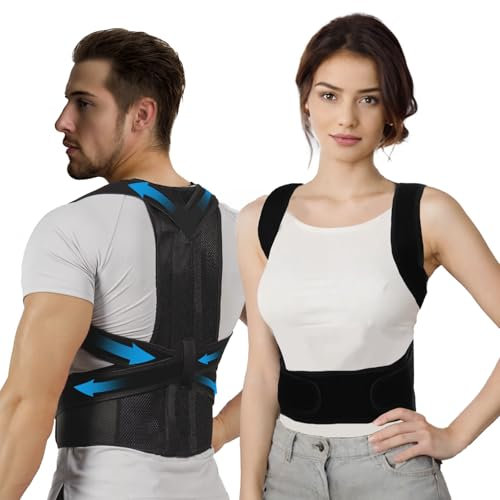 FHOCSLO Back Brace Posture Corrector for Women and Men, Adjustable Back Support Straps Straightener, Hunchback Improve Posture-Shoulder, Lumbar and Upper Lower Back（M）