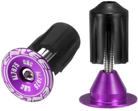 HARFINGTON Bike Handlebar End Plugs Aluminum Bar End Caps 24-35mm Adjustment Expanding Locking with Screw for MTB Road BMX Fixed Gear Bike, Purple