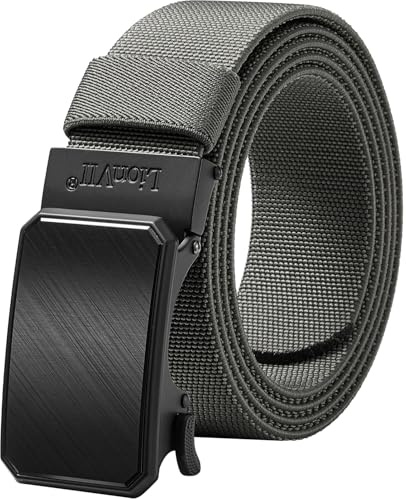 LionVII Elastischer Ratschen-Gürtel mit Automatischer Schnalle, Arbeitsgürtel für Herren für Taillenumfang 75-125cm(28-49) (Grau)