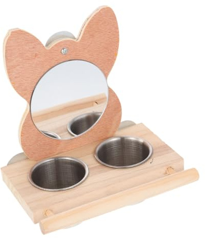 GRIRIW Mangeoire pour Perroquets Miroir et Abreuvoir en Acier Inoxydable, Bol Alimentaire Solide, Installation Facile sur Cage, Fournitures pour Animaux de Compagnie, Adaptée aux Pigeons