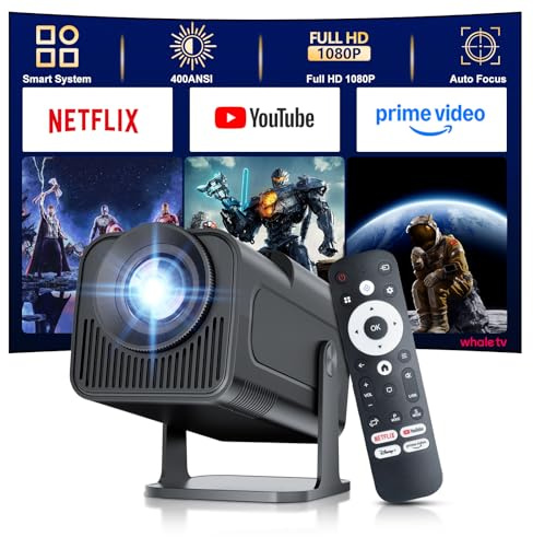 Salange Mini vidéoprojecteur,Compatible avec Netflix,Supporte 4K Android 13,Smart Projector Portable 5G WiFi 6 BT 5.3, Mini Projecteur Full HD 1080P Auto Keystone, Home Cinéma Extérieur,Noir