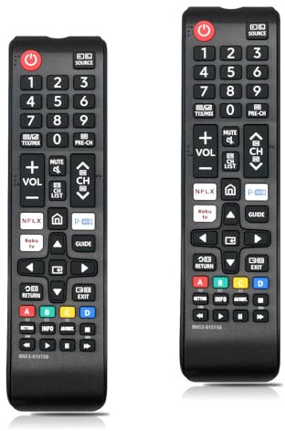 2-pack universell fjärrkontroll för alla Samsung Smart TV, Crystal UHD, Neo QLED, The Frame & 4K/8K-TV-apparater – ersättning för original BN59-01315B, Smart TV-fjärrkontroll, snabb åtkomst och