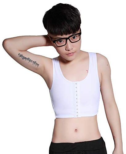 BaronHong medelhög dragkedja elastisk bröstpärm korsett kort linne för Tomboy Trans lesbisk