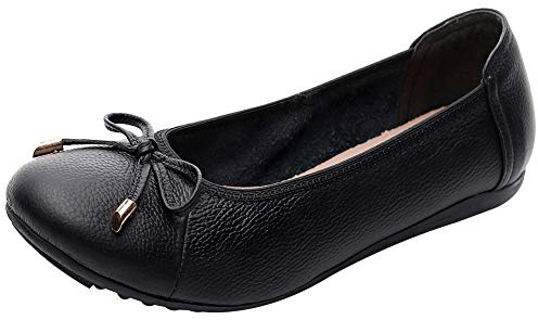 rismart Femme Plat Ballerines Pliable Danse Bowknot Doux Glisser sur Chaussures SN02819(Noir,35 EU)
