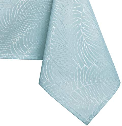 AmeliaHome Tischdecke rund 130x130 cm Tischtuch Tafeldecke Fleckschutz Lotuseffekt Abwaschbar Wasserabweisend Ornament Gaia hellblau