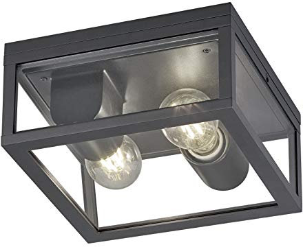 Trio Leuchten Garonne 601860242 - Lampada da soffitto per esterni, in alluminio pressofuso antracite, 2 x E27