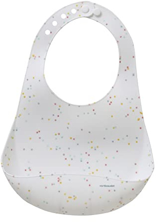 VERTBAUDET Bavoir avec récupérateur en silicone blanc terrazzo TU