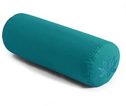 Yogastudio ekologisk bovete lotusstöd – 23 cm x 61 cm, bomullsstöd meditationskudde med YKK dragkedja (Aqua)