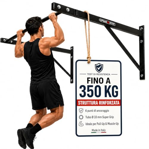 Cipriani Sport®Pro Sbarra Barra per Trazioni a Muro, Acciaio Resistente, Home Gym, Parte Superiore del Corpo, Addominali, capacità di Carico 500 kg, Barra 33 mm, Dimensioni 1200 mm x 900 mm x 600 mm
