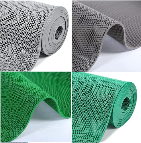 Tappeto Anti-Slip Impermeabile DRENANTE | Pedana in Plastica, Gomma, PVC, Su MISURA | Sauna - Bagno Turco - Docce - Docce - Piscina | Grigio-Verde (VERDE, 60x120cm)
