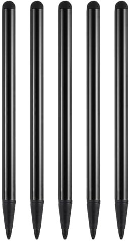 QUARKZMAN 5 Stück 2-in-1-Handy-Touchscreen-Stift, Resistiver Eingabestift, Aluminiumlegierung mit Widerstand, kapazitive Spitzen, universell, Schwarz