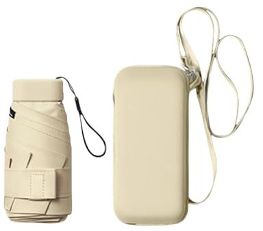 QUINTRA Mini-Reise-Sonnenschirm für Geldbörse mit Etui, Kleiner kompakter Regenschirm, leicht, tragbar, Winddicht, für Damen, Herren, Outdoor-Zubehör für unterwegs (A, one Size)