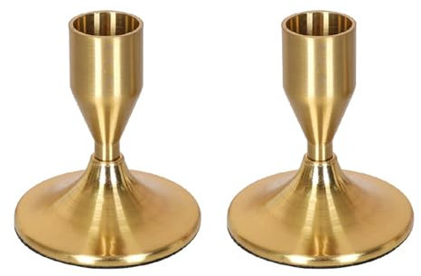 2Pcs Candlestick Holder Metal, Gold Candle Stick Holder for Table Centerpiece, Wedding Reception, Festive Christmas Mantel Decoration or Home Decor