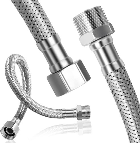 2 Stück 304 Edelstahl Flexschlauch 3/8, 30 cm Panzerschlauch 3/8 Zoll Überwurf und Außengewinde, Armaturenschlauch für Wasserhahn Eckventil Wassererhitzer
