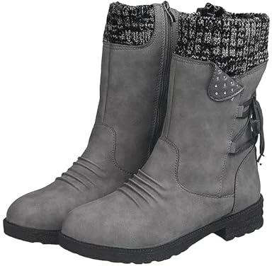 Botas occidentales de piel para mujer, con cordones, botines de vaquero, con cremallera, botas de motorista, botas de equitación, botas de invierno, botas de trabajo, tallas 35-43, gris, 43