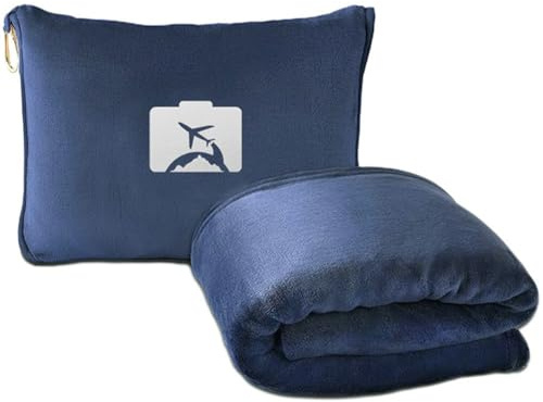 Lpitoy Coperta Viaggio per Aereo, Treno E Auto, Coperta Viaggio Morbida 2 in 1 E Cuscino per Adulti E Bambini, Coperta Aereo Leggera Portatile per Voli Lunghi