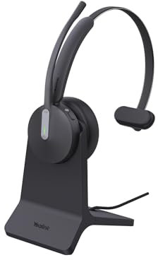 Yealink BH 70 Mono Teams avec Support de Charge USB-A, Casque Bluetooth avec câble, Noir, pour Travail d'équipe, certifié Microsoft Teams, Batterie jusqu'à 35 Heures, Busylight, Version de Port à