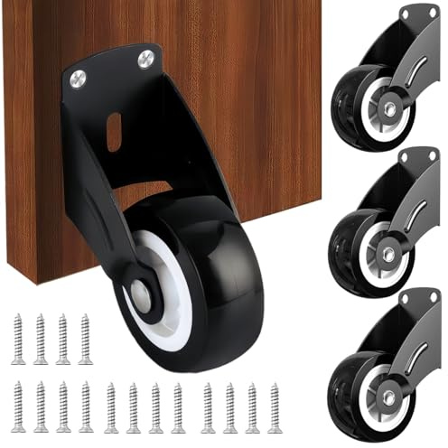4-Pack 2 Gate Wheels, Anti-Sag Door Bottom Support Wheels, Anti-Friction Casters Repair Dropping Wooden Doors, Vertical Mount & Furniture fix Rollers (Smooth Sliding)