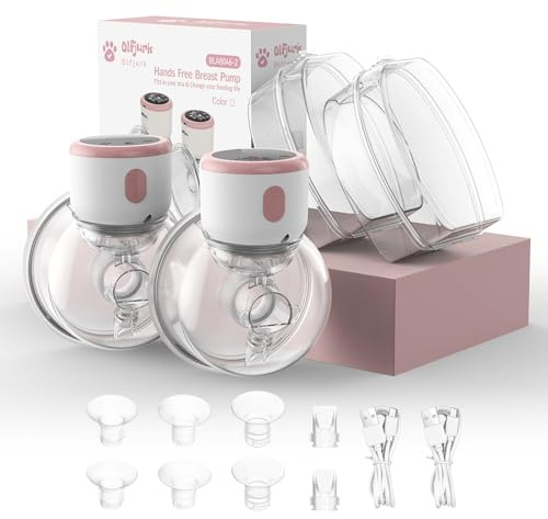 Sacaleches Electricos Manos Libres Portable Extractor de Leche con 4 Modos y 9 Niveles, Pantalla LCD, Diseño Antifugas, Bajo Nivel de Ruido, Brida de 24 mm e Inserto de 17/19/21 mm, 2 Piezas