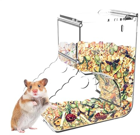 Alimentador de jaula para animales pequeños, dispensador de alimentos para animales pequeños, 400 ml, dispensador automático de hámster enano, dispensador de jaula para erizos, hurones, ratones