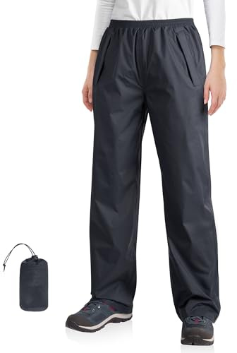 33,000ft Womens Waterproof Trousers Packable Windproof Overtrouser Rainwear | Lightweight Ladies Fully Seam-Sealed Rain Pants Breathable Outdoor Hiking Trousers for Walking, Running, Cycling, Work
