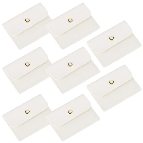 SOFPLATE 8 pz. Mini Astuccio Portagioielli In Pelle Da 2.76 x 3.78 pollici Piccolo Astuccio Portagioielli Trasparente Da Viaggio In Pelle PU Bianca Tasca Portaorecchini Portatile con Bottone A Pressio