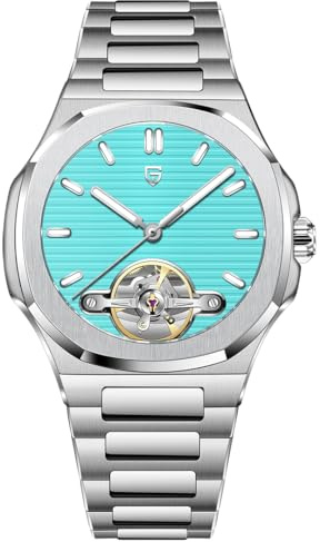 Pagani Design YS025 Hollow - Reloj mecánico para Hombre, Reloj automático Tourbillon para Hombre, Reloj de Zafiro con Espejo de Acero Inoxidable