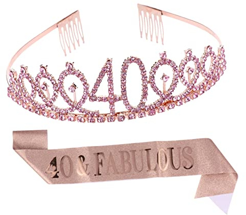 Healeved Couronne Anniversaire Bandoulière Peigne à Cheveux Couronne Décoration De Fête De