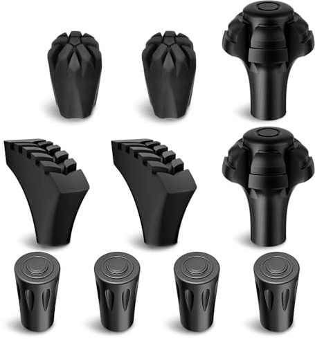 supregear Ersättningstips i Gummi för Trekkingstavar och Vandringsstavar, Halkfria Skyddstips för Innerdiameter 11 mm/0,43 tum Stavar, Universalpassning (10-pack)