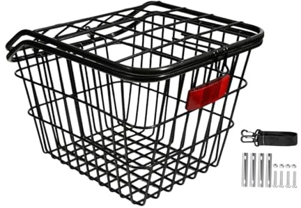 Dickly Cesta Trasera para Bicicleta Cesta Trasera para Bicicleta Práctica y fácil instalación Pieza de reparación Multifuncional para IR de Compras, Acampar, con Tapa