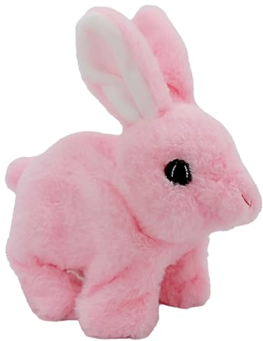 Peluche de conejito interactivo realista - juguete de conejo de peluche suave, figura de salto electrónico, orejas que se mueven, linda simulación de mascota, regalo para sala de juegos para niños